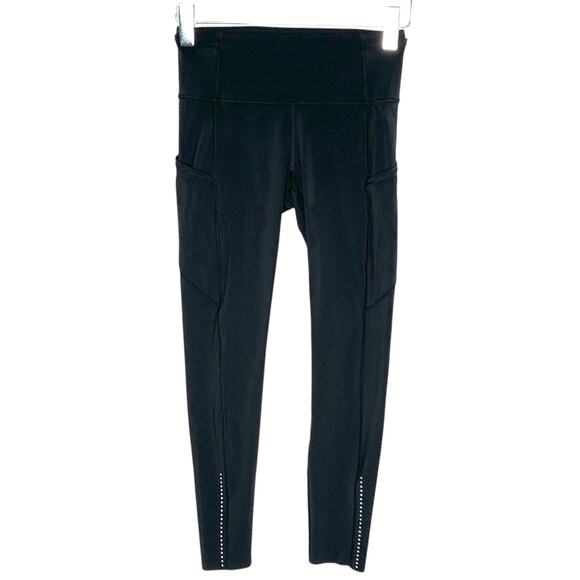 Lululemon 6 Black Fast Free 7/8 Tight Leggings Nulux 25" Gym Running Active - Picture 2 of 10